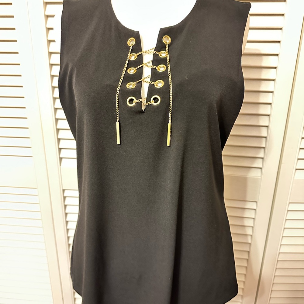Calvin Klein Black Top with Gold Chain Detail
